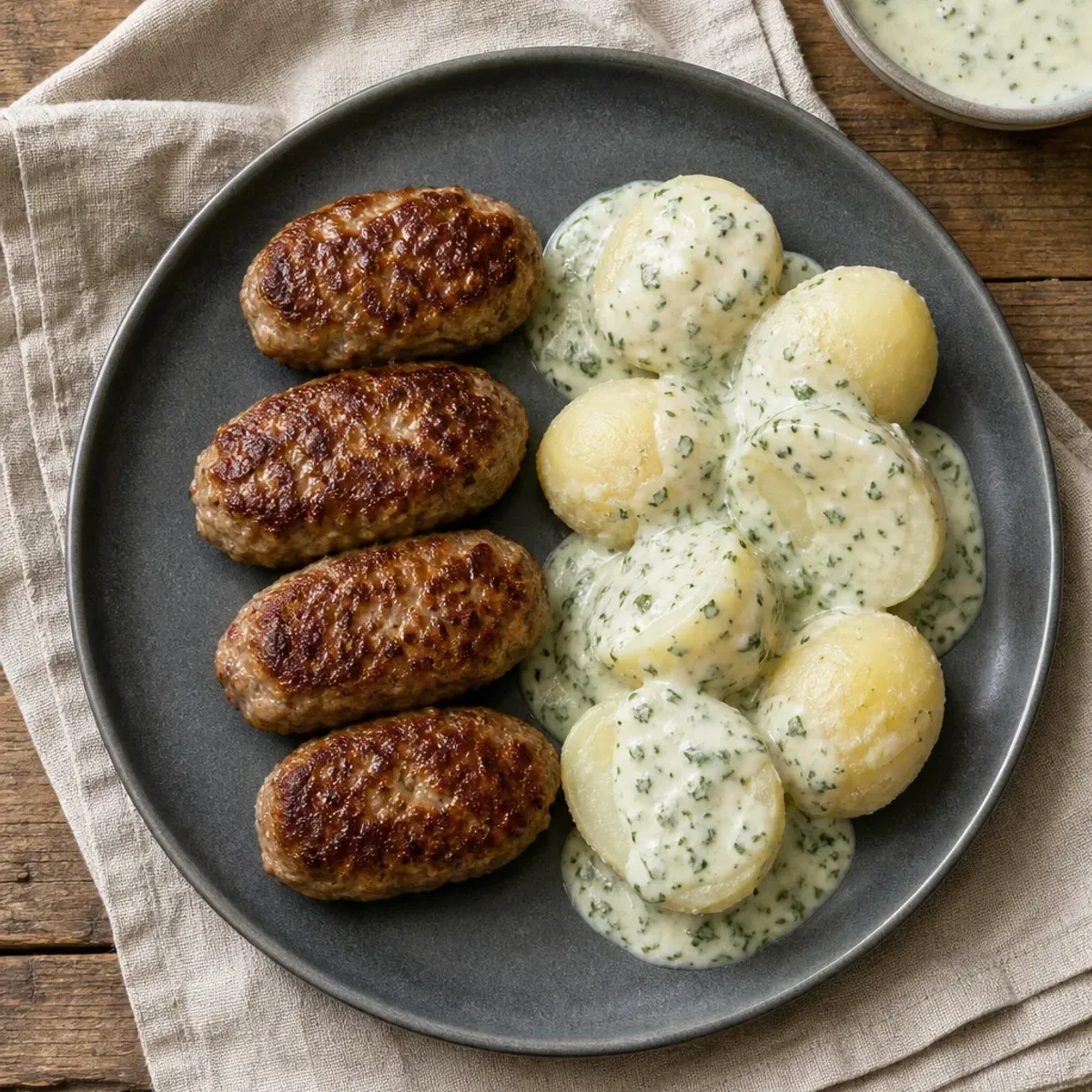 Frikadeller med kartofler og persillesovs