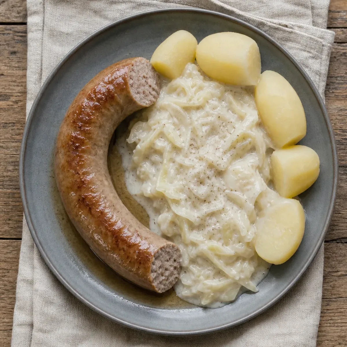 Medisterpølse med stuvet hvidkål