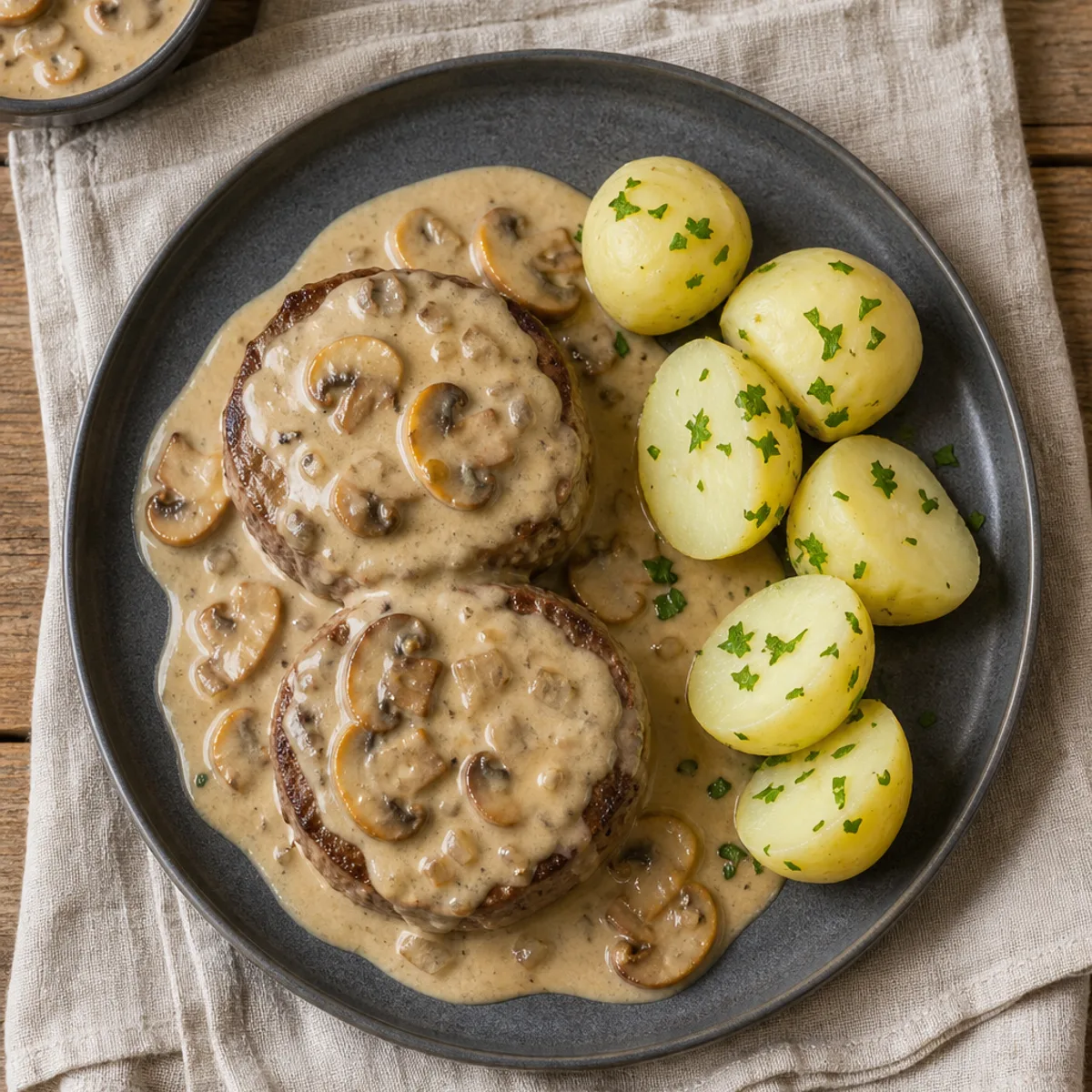 Mørbradbøffer med champignonsovs